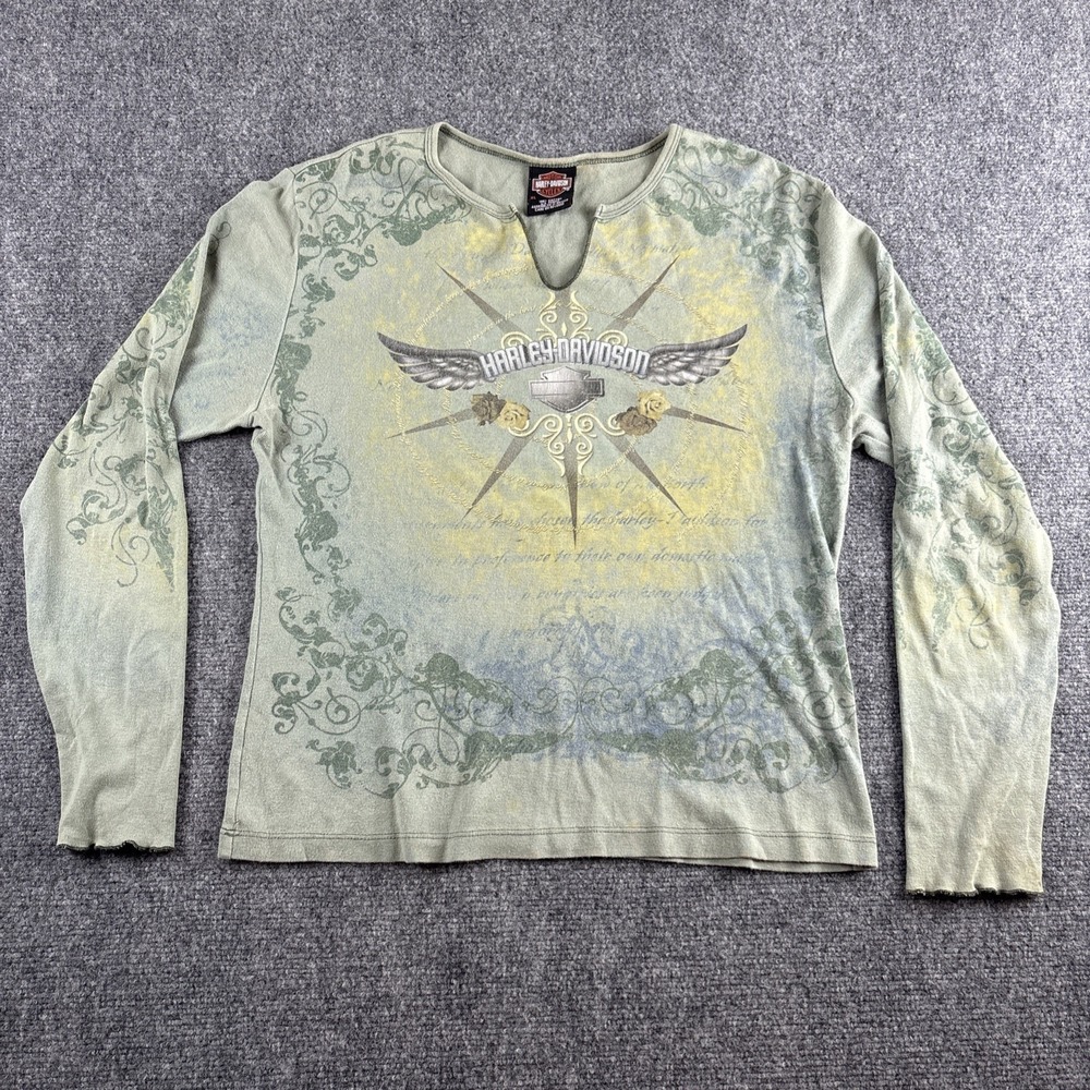 VTG Harley Davidson Long Sleeve Shirt Womens XL Albuquerque NM Fairy Grunge Tee